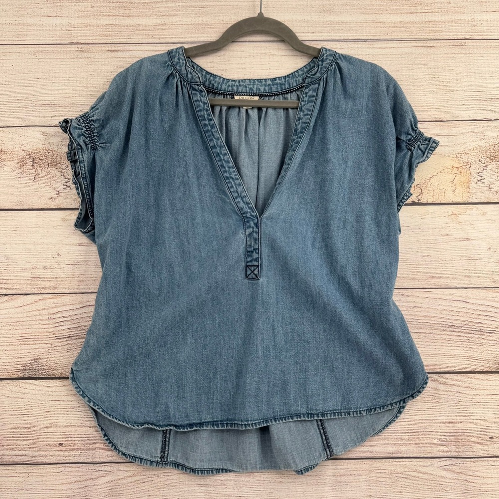 Pilcro Denim Blue Short-Sleeve Peasant Blouse